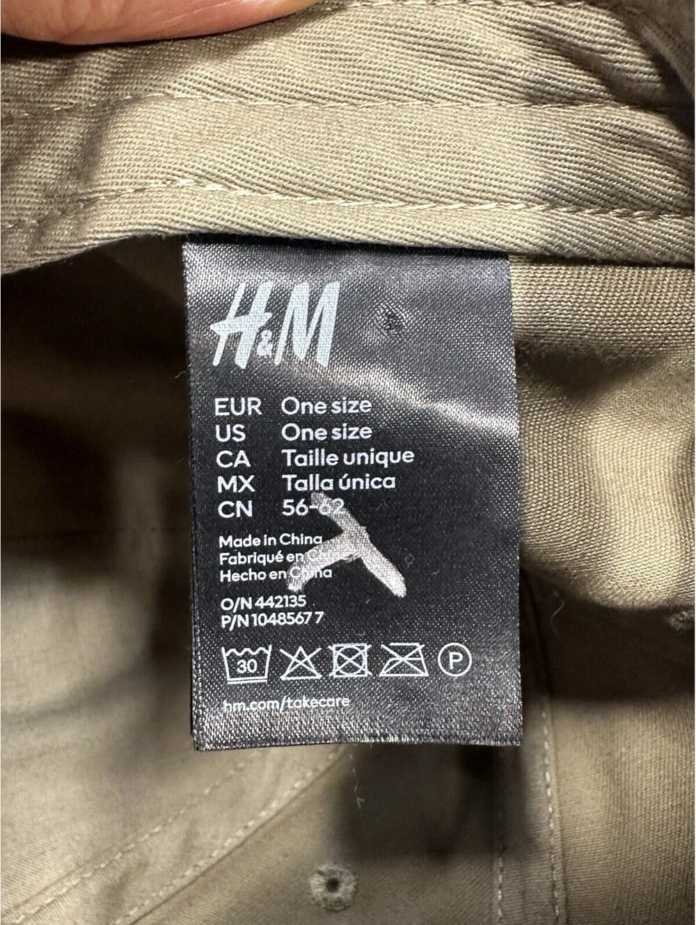 H&M Global Embroidered Dad Hat Tan Adjustable Strap Baseball Cap One Size
